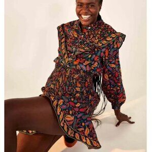 Farm Rio Pineapple black stretchy mini dress size XS